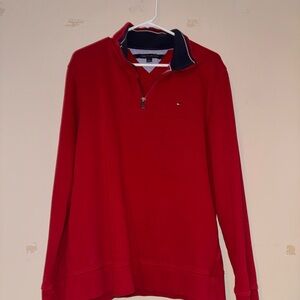 Tommy Hilfiger Red Quarter-Zip Sweater